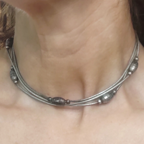 Vintage 43" Long Flapper Opera Length Italian Sterling Silver Station Necklace - Picture 3 of 11